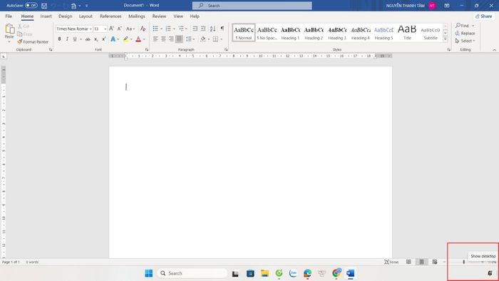 Phương thức trở về màn hình chính trên máy tính dùng nút Show Desktop